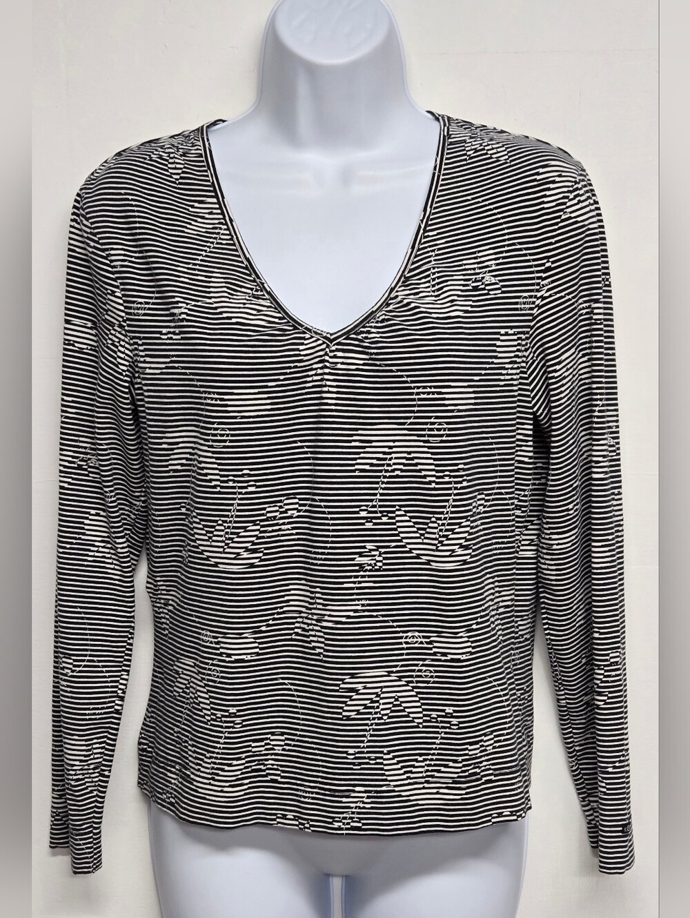 S. Oliver 11 Jr Top Pullover V Neck Lomg Sleeve Striped Stretch